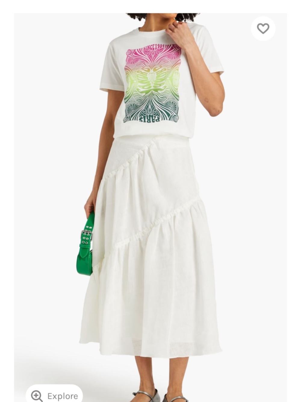 Sandro Tiered linen-blend gauze midi skirt. Size 38